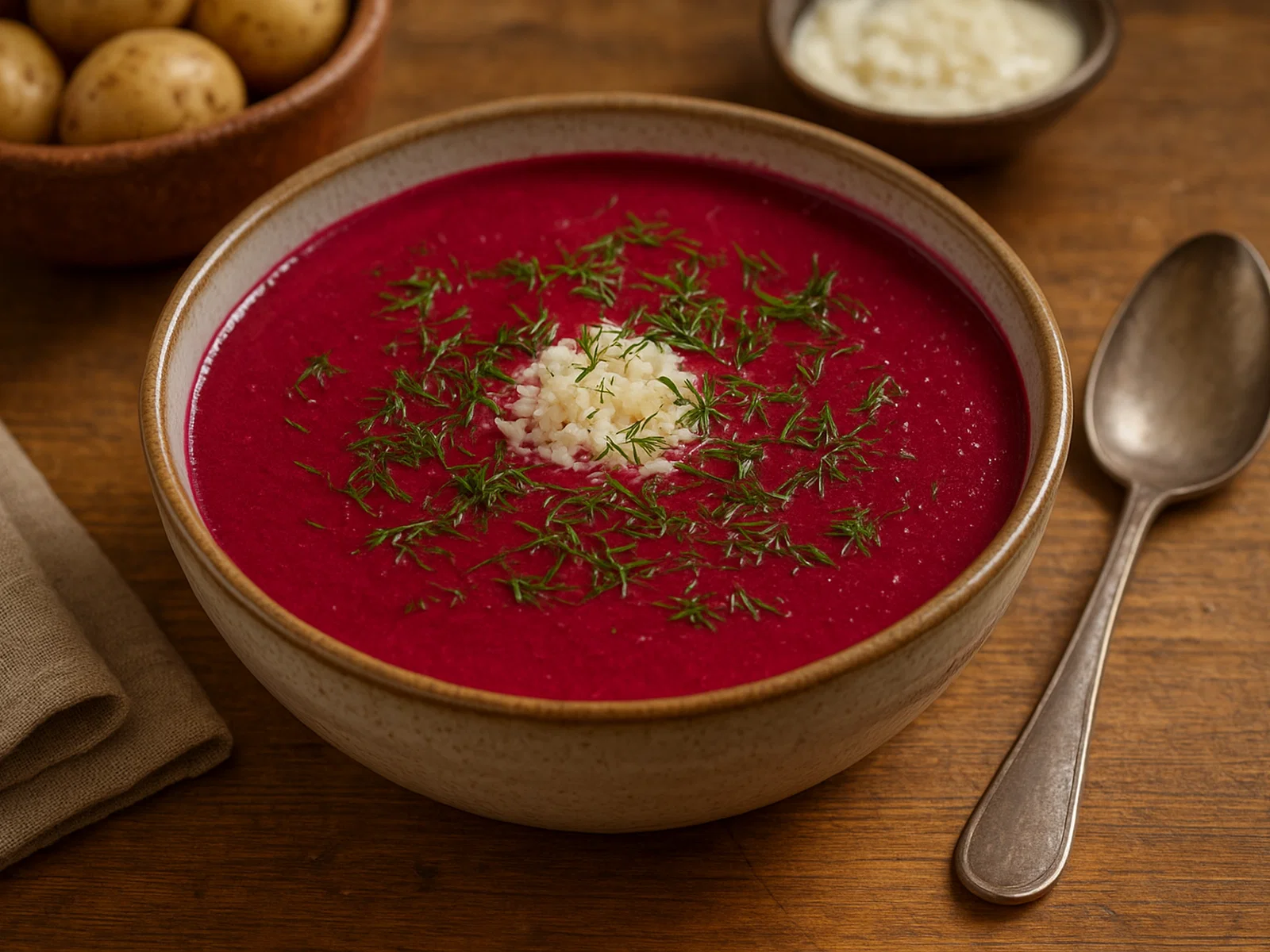 Rote-Bete-Suppe mit Meerrettich und Dill