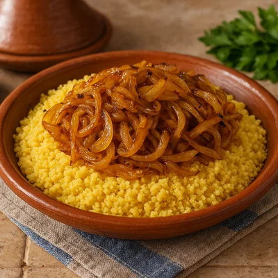 Couscous bil-bosla (Couscous mit karamellisierten Zwiebeln)