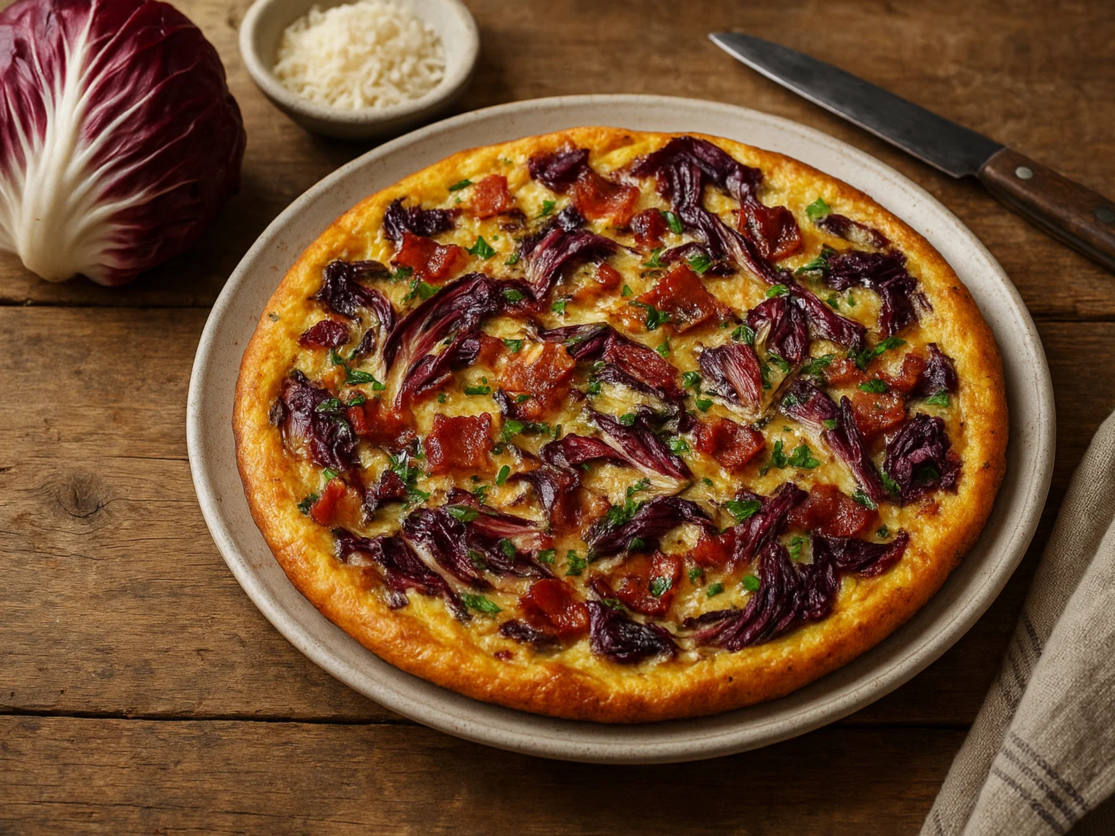 Radicchio-Frittata mit Speck