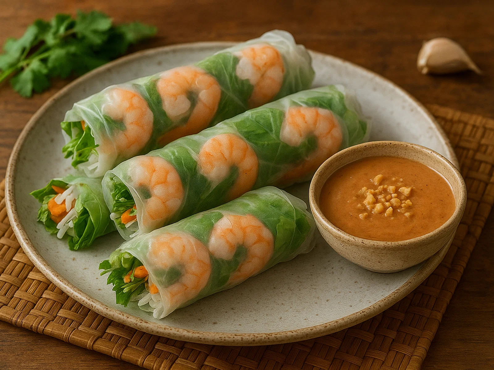 Goi Cuon – Vietnamesische Sommerrollen mit Erdnuss-Hoisin-Sauce