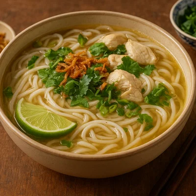 Khao Piak Sen – Laotische Reisnudelsuppe mit Huhn