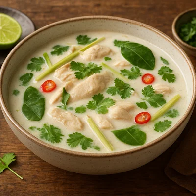 Thai Kokosmilchsuppe mit Huhn (Tom Kha Gai)