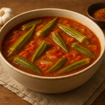 Würzige Okra-Suppe mit Tomaten