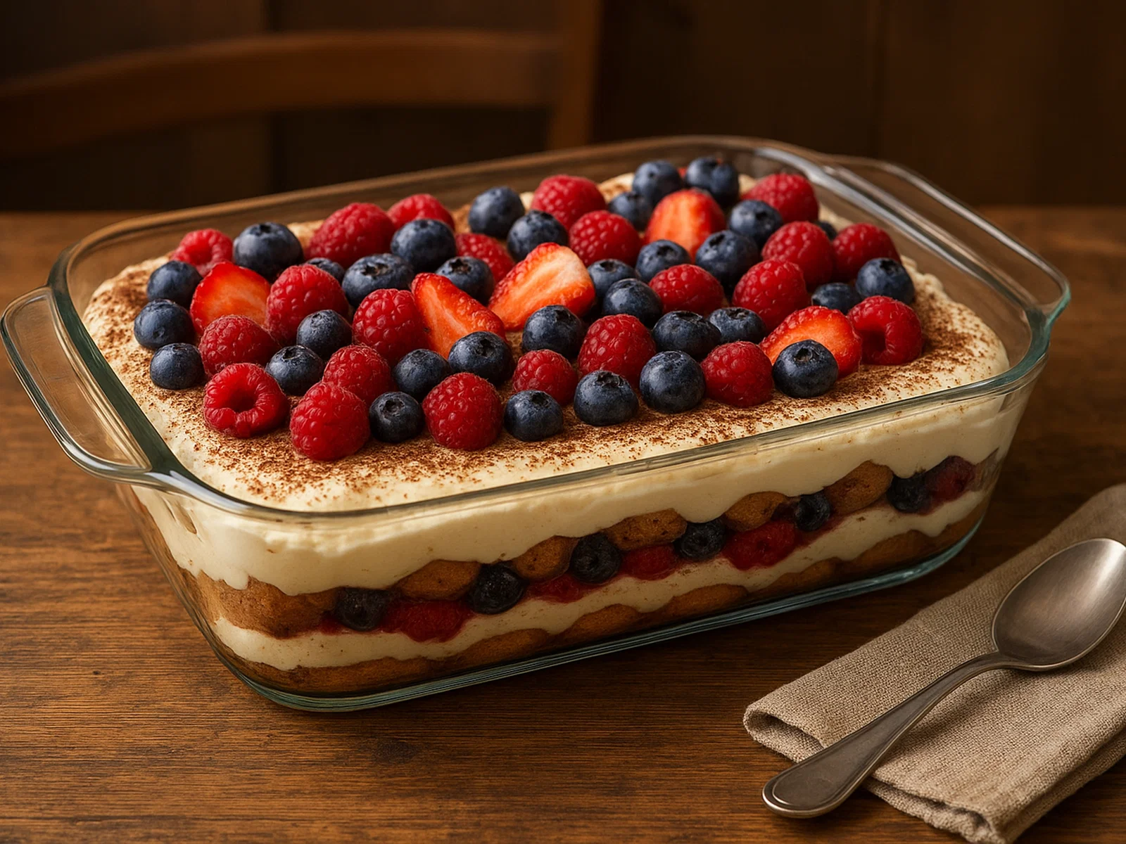 Beerentiramisu mit Mascarpone und Biskuit