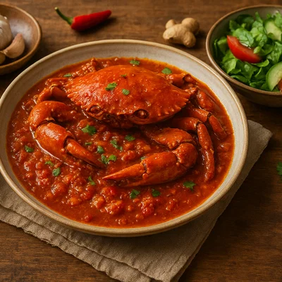 Chili-Krabbe in würziger Tomaten-Ingwer-Sauce