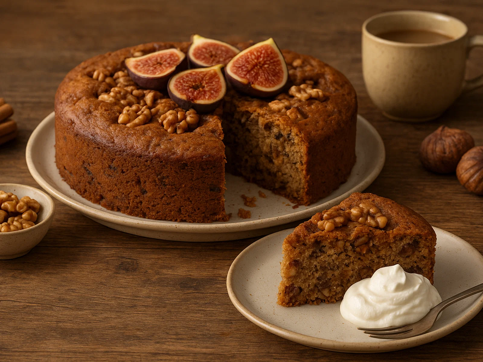Saftiger Feigen-Walnuss-Kuchen mit Zimt und Vanille