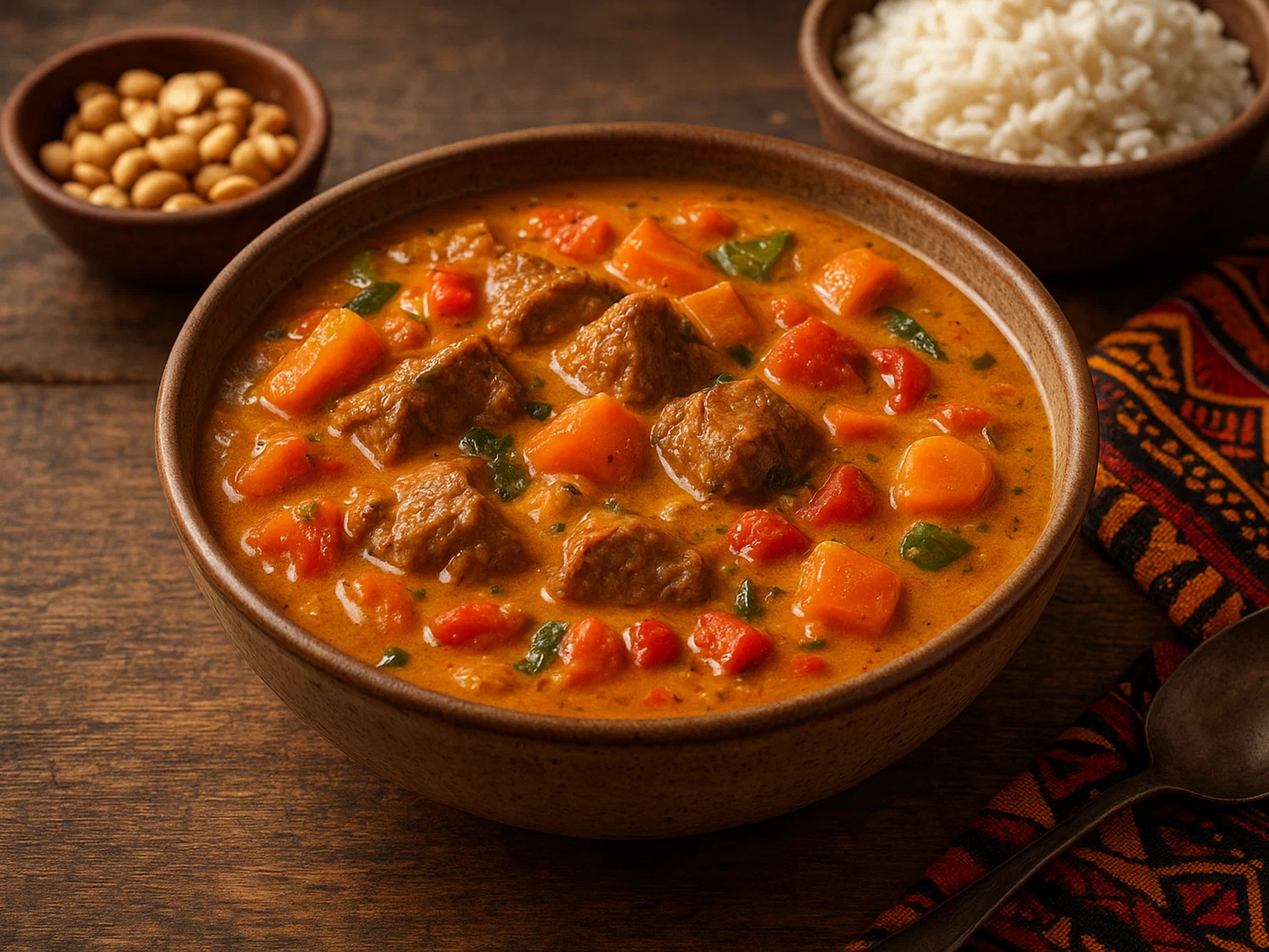 Sere – Afrikanischer Kokos-Erdnuss-Eintopf mit Fleisch und Gemüse