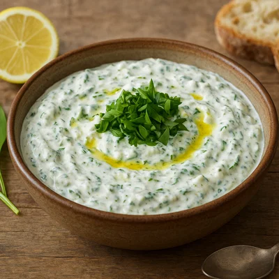 Bärlauch-Dip mit Joghurt und Feta