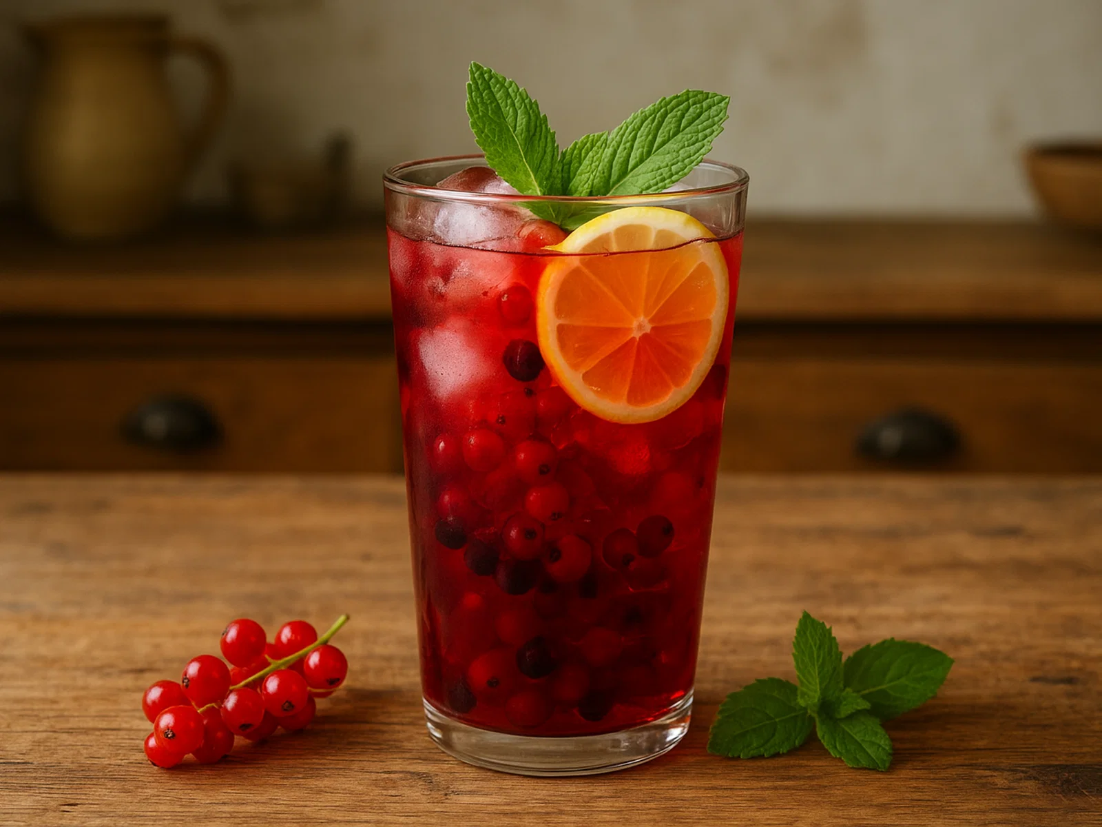 Erfrischender Johannisbeer-Eistee mit Minze