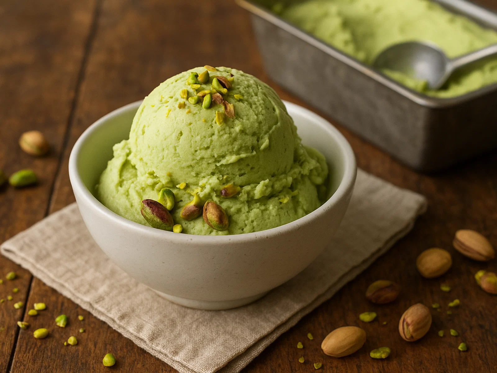 Cremige Pistazien-Eiscreme