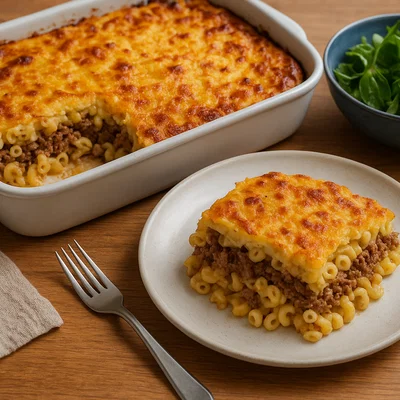 Finnischer Makaronilaatikko (herzhafter Makkaroni-Hackfleisch-Auflauf)