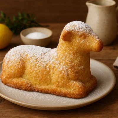 Zartes Osterlamm aus Rührteig mit Zitrone, Vanille und Mandeln