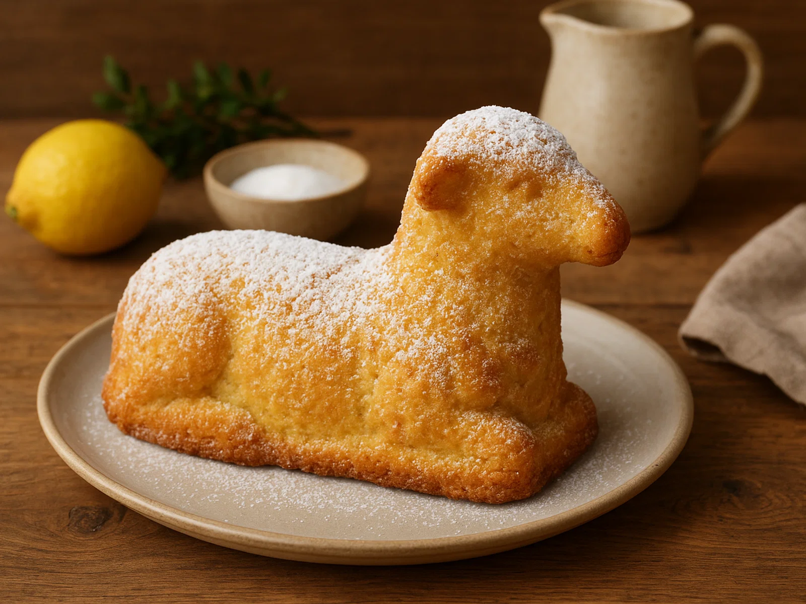 Zartes Osterlamm aus Rührteig mit Zitrone, Vanille und Mandeln