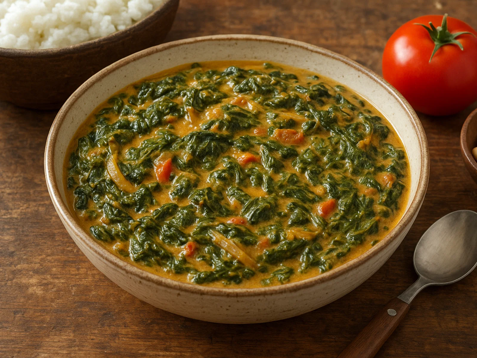 Nkhwani Wotendera – Kürbisblätter in cremiger Erdnusssauce