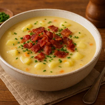 Cremige Kartoffelsuppe mit knusprigem Speck