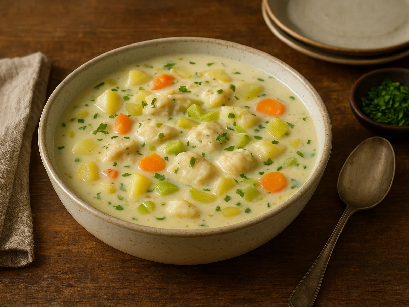 Herkkujuustoinen Kalakeitto – Finnische Käsesuppe mit Fisch