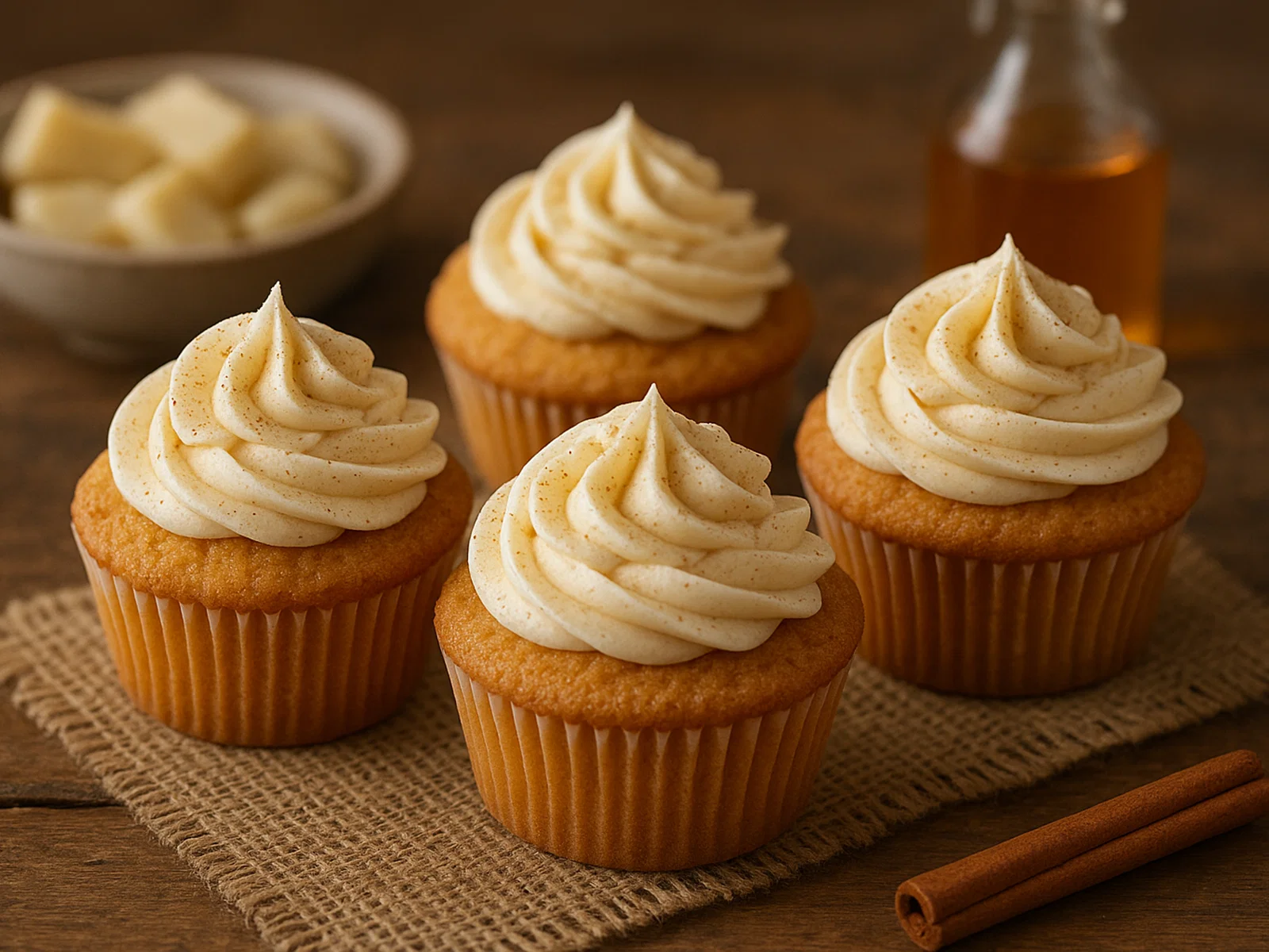 Honig-Marzipan-Cupcakes mit Zimt und Vanille