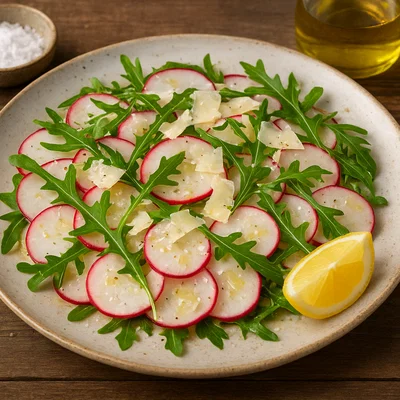 Radieschen-Carpaccio mit Parmesan und Rucola
