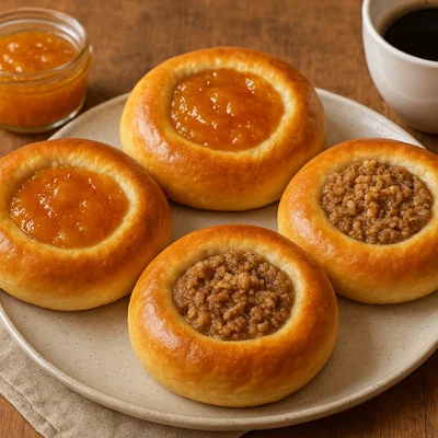 Gefüllte Hefenester mit Marmelade und Nussfüllung