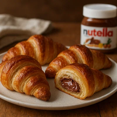 Nuss-Nougat-Croissants aus Blätterteig