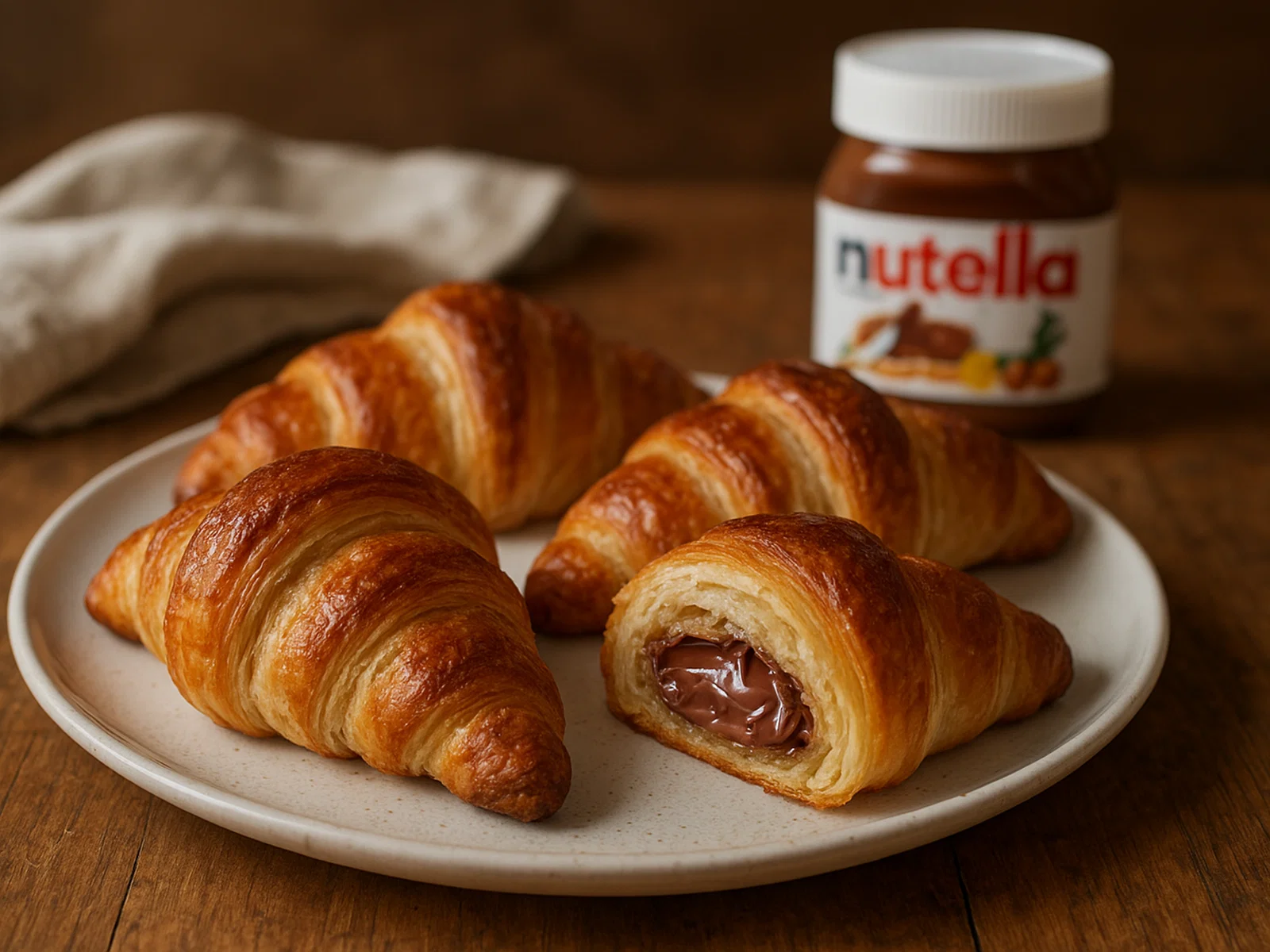Nuss-Nougat-Croissants aus Blätterteig