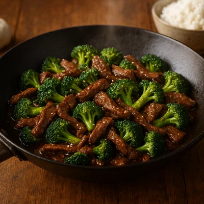 Rindfleisch mit Brokkoli aus dem Wok