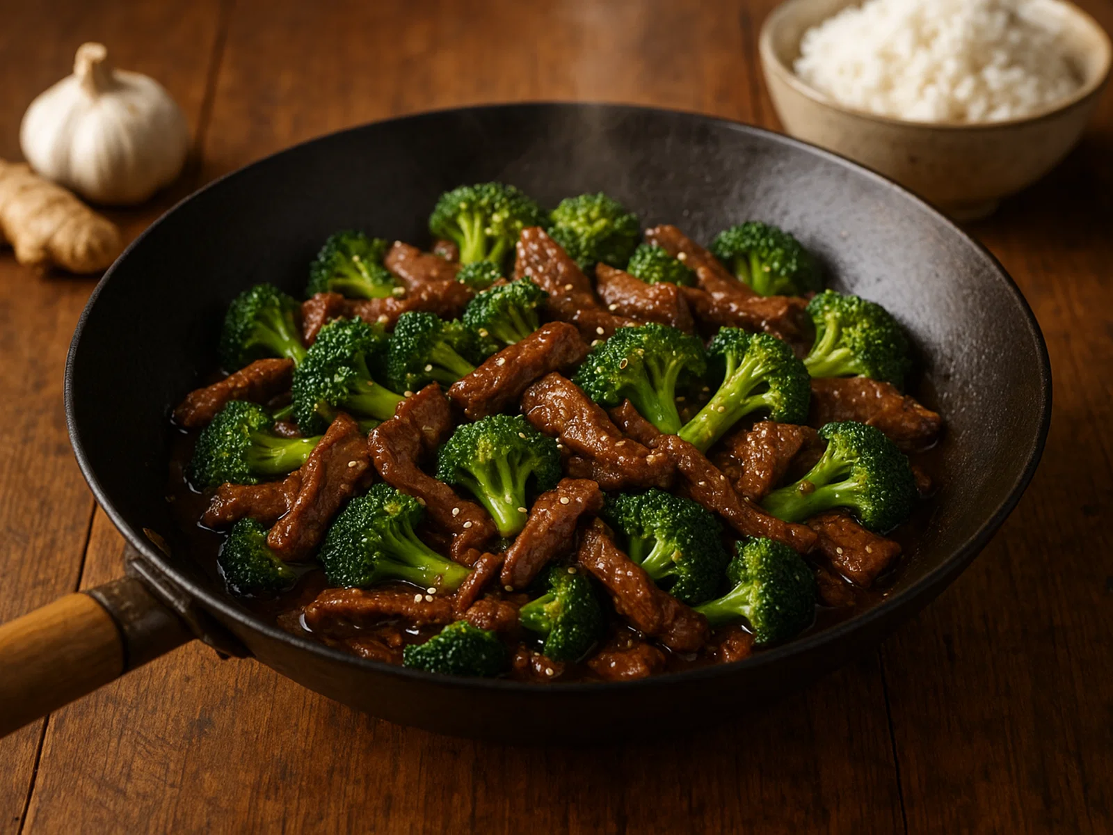 Rindfleisch mit Brokkoli aus dem Wok