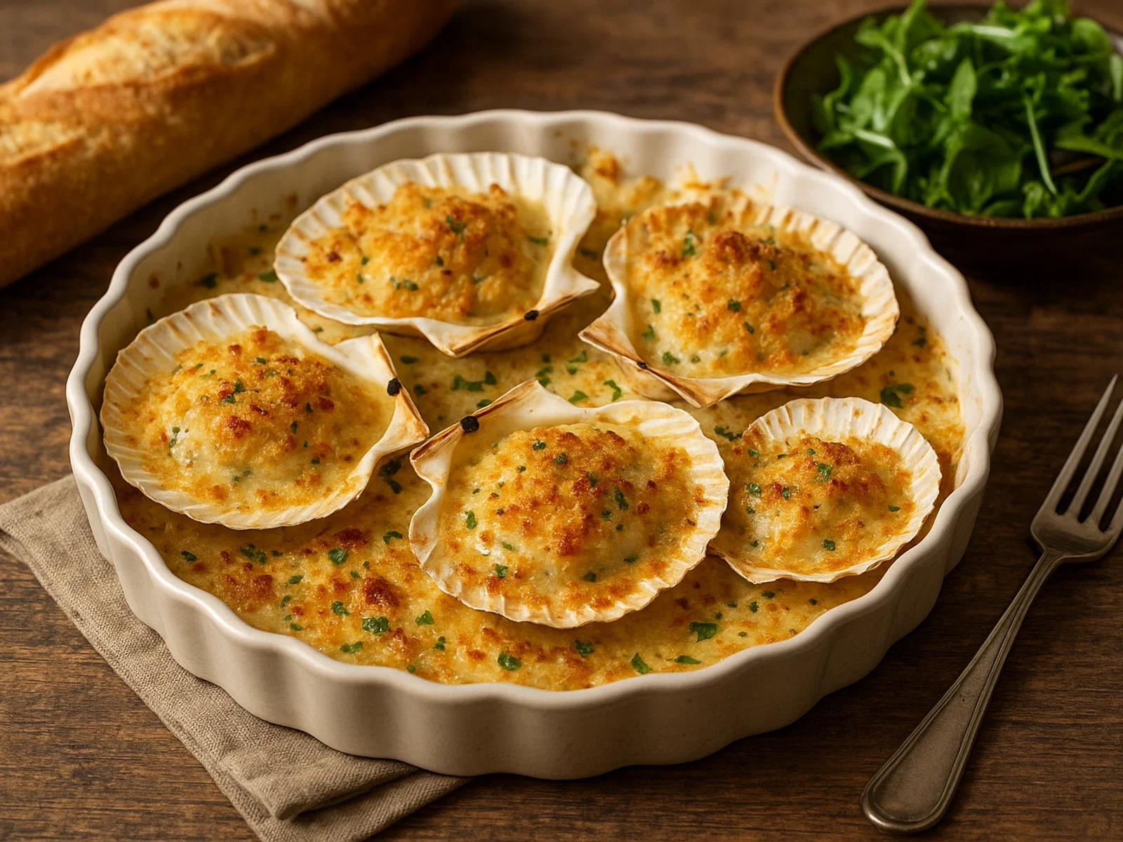 Coquilles Saint-Jacques (Gratinierte Jakobsmuscheln)
