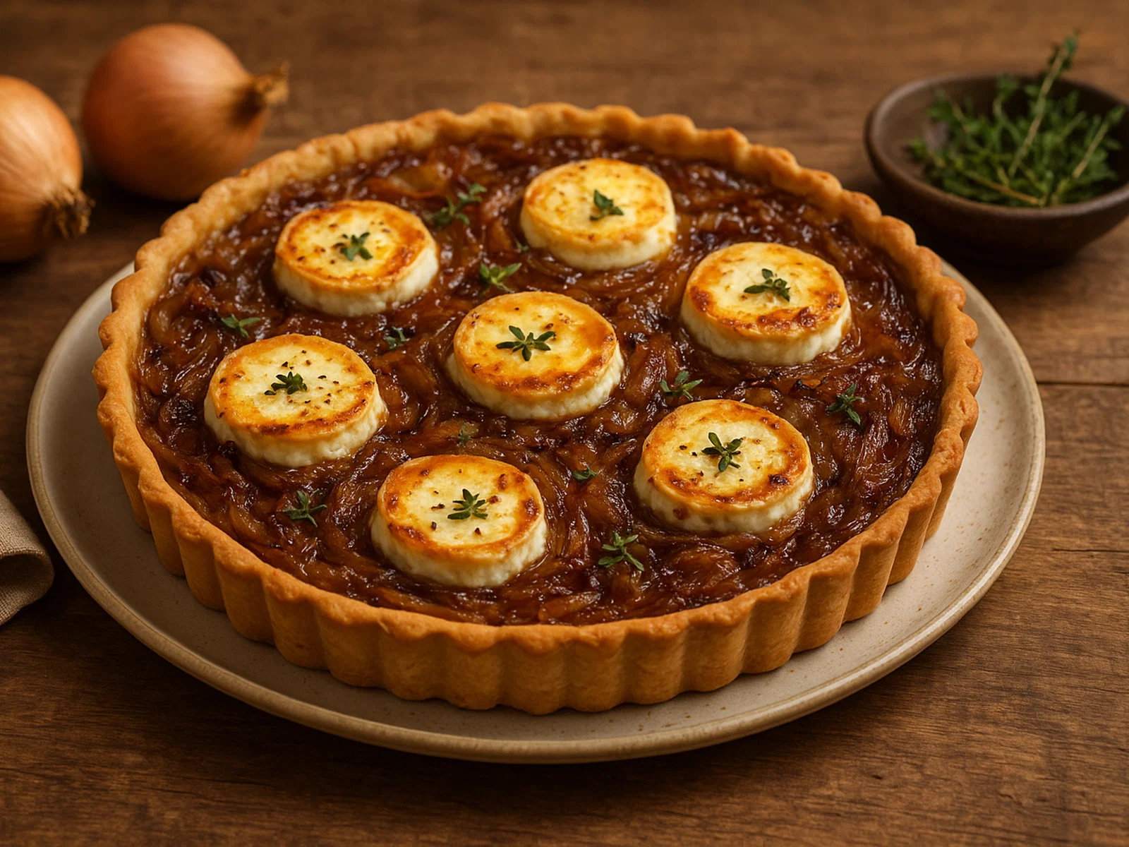 Karamellisierte Zwiebel-Tarte mit Ziegenkäse