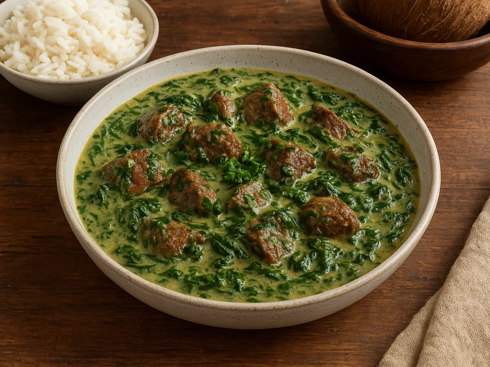 Lupulu – Tonganisches Rindfleisch in Spinat-Kokos-Sauce