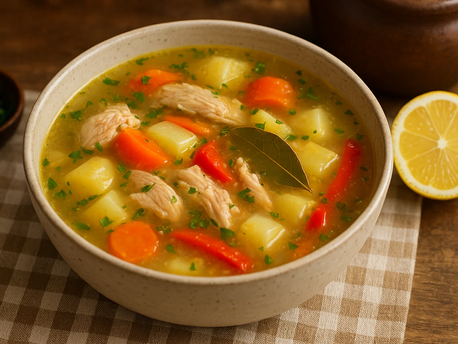 Zeamă – Rumänische Hühnersuppe mit Gemüse und Zitronensauer