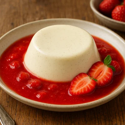Vanille-Panna-Cotta mit Erdbeersauce