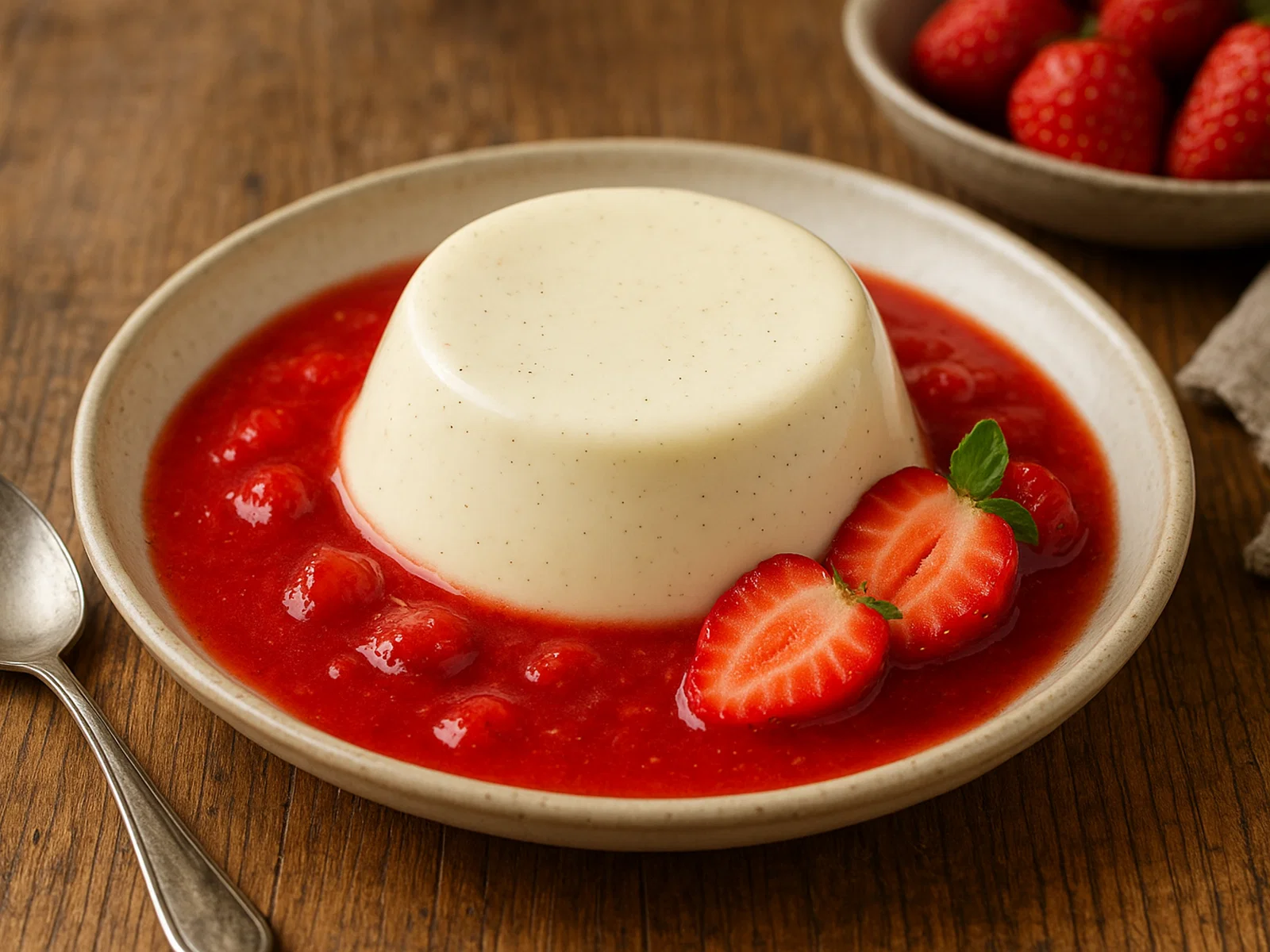 Vanille-Panna-Cotta mit Erdbeersauce