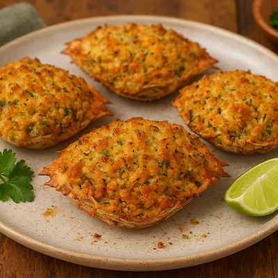 Grenadian Crab Back (Überbackene Karibik-Krabben im Panade-Krustenmantel)