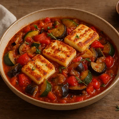Ratatouille mit gebratenem Halloumi
