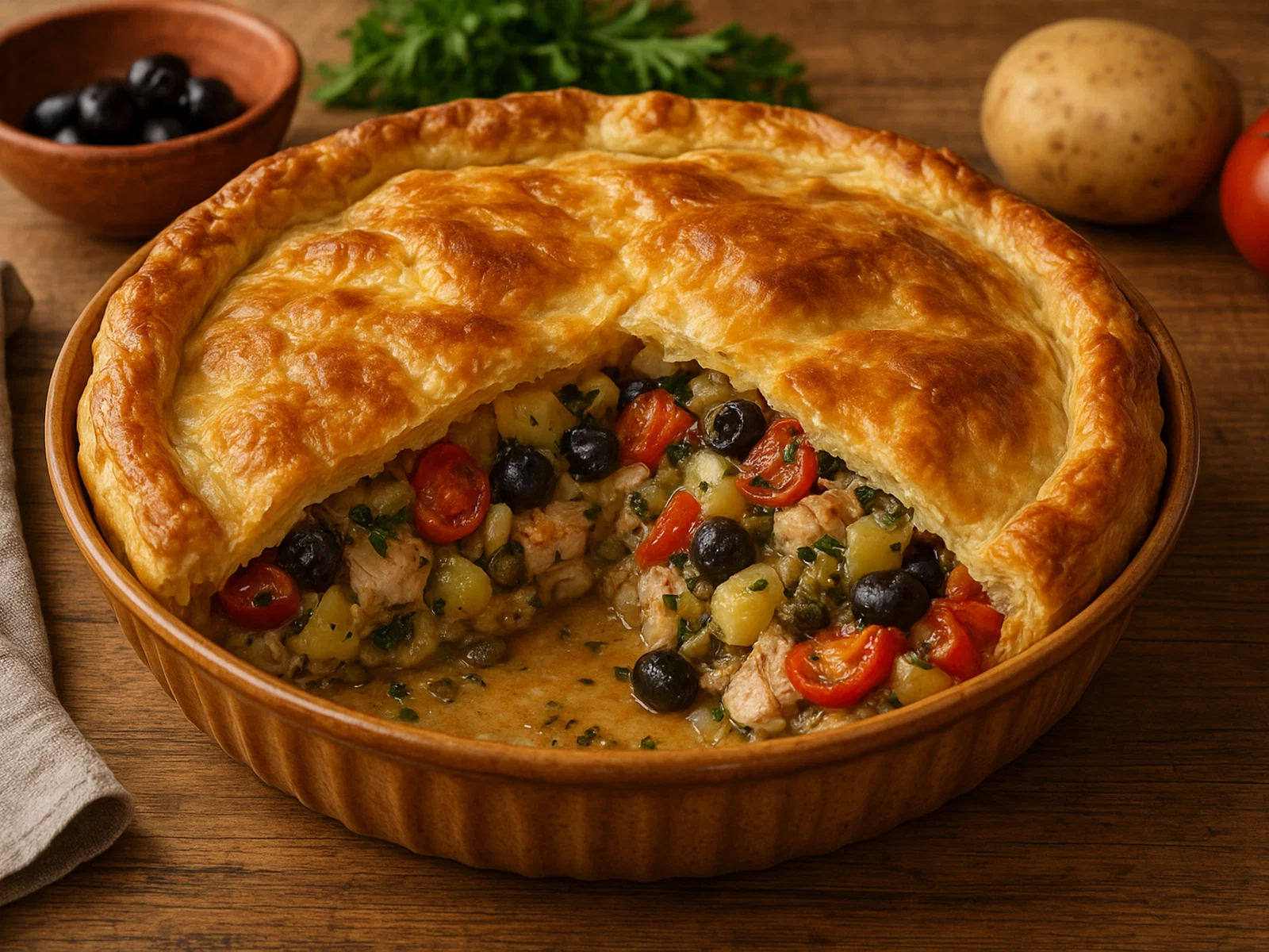 Maltesischer Lampuki Pie (Fischpastete mit Blätterteig)