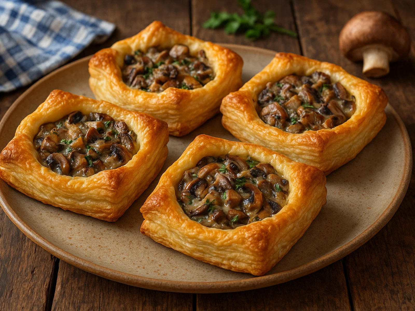 Herzhafte Pilz-Pasteten mit Blätterteig
