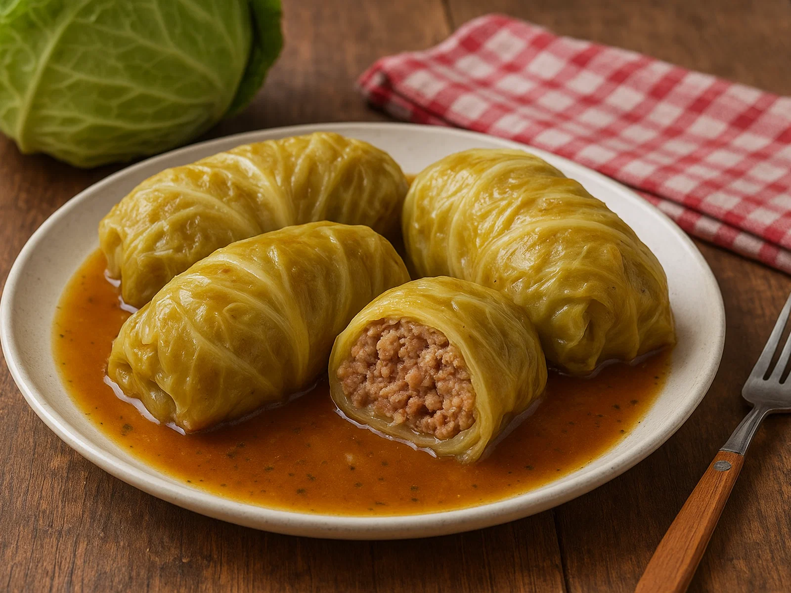 Spitzkohl-Rouladen mit Hackfleischfüllung