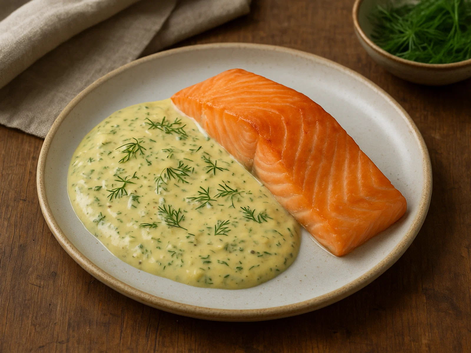 Geräucherter Lachs mit Dillsenfsauce
