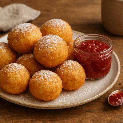Quarkbällchen mit Erdbeermarmelade