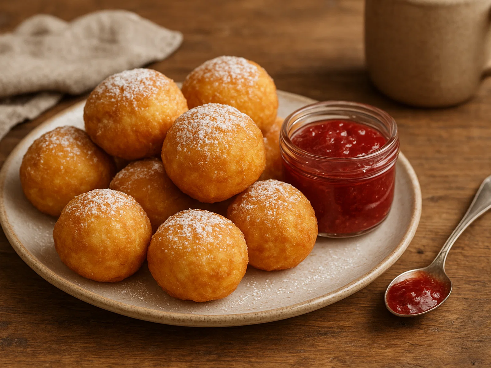 Quarkbällchen mit Erdbeermarmelade