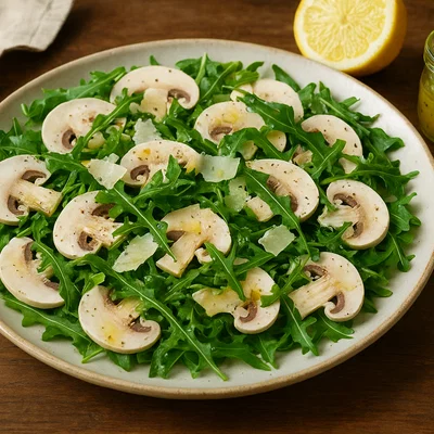 Pilz-Carpaccio mit Rucola und Parmesanspänen