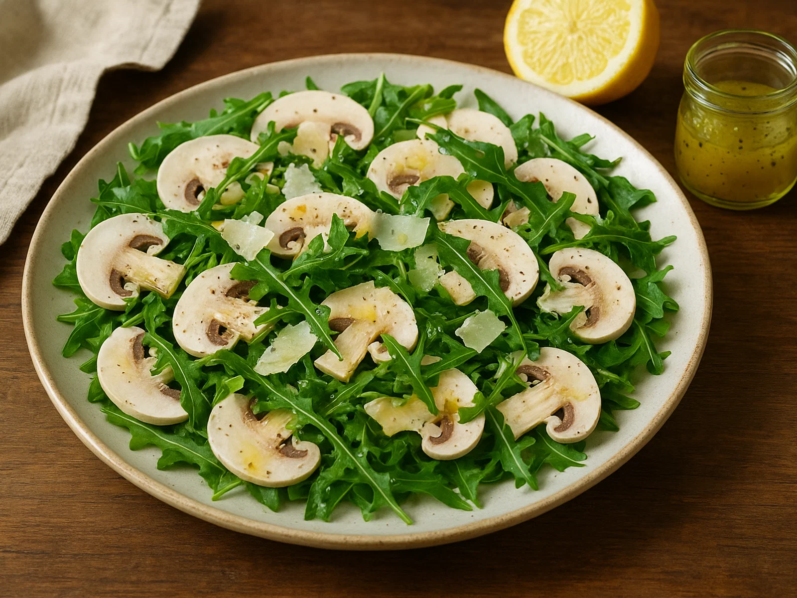 Pilz-Carpaccio mit Rucola und Parmesanspänen