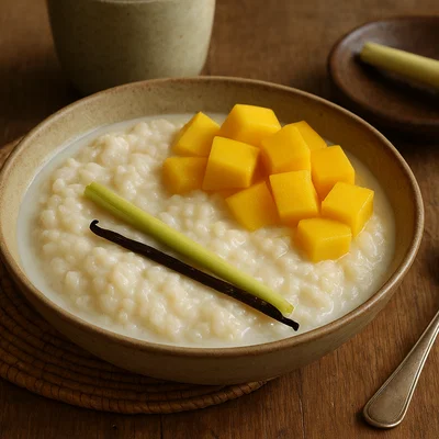 Kokosmilchreis mit Mango und Zitronengras