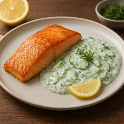 Lachsfilet mit Gurken-Dill-Sauce