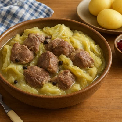 Norwegisches Fårikål (Lamm-Kohl-Eintopf)