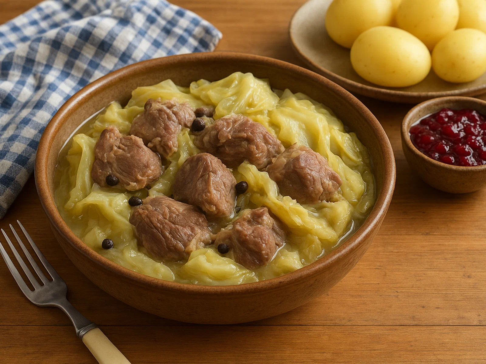 Norwegisches Fårikål (Lamm-Kohl-Eintopf)