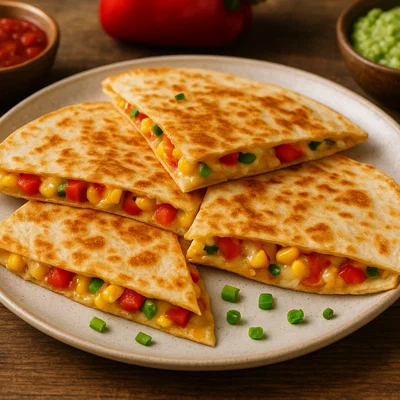 Klassische Käse-Quesadillas mit Paprika und Mais