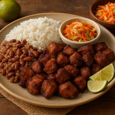Haitianisches Griot (knusprig mariniertes Schweinefleisch)