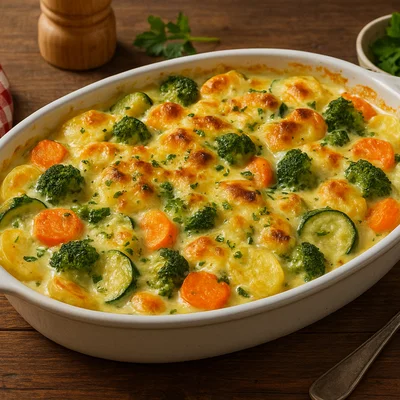 Köstliches Gemüsegratin mit cremiger Käsesauce